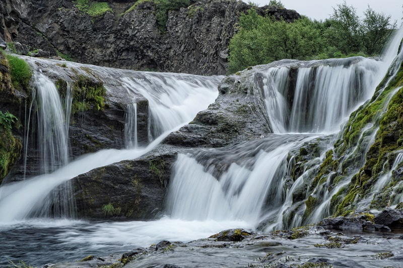 Gushing waterfalls in Iceland